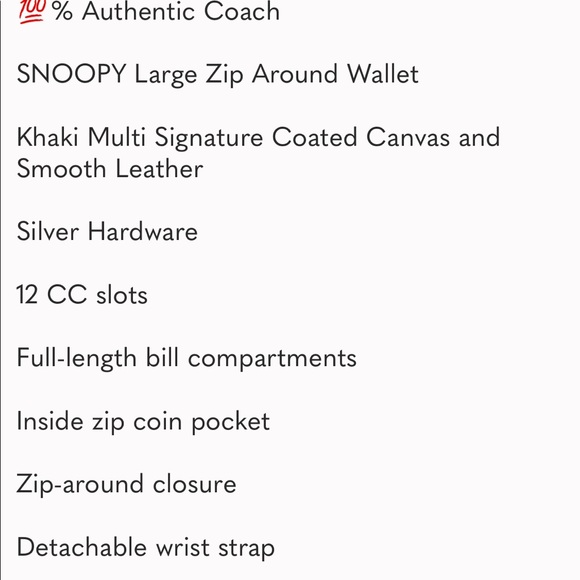 Coach x peanuts  ( snoopy) zip around wallet limited edition new / tags sold out - Picture 8 of 11